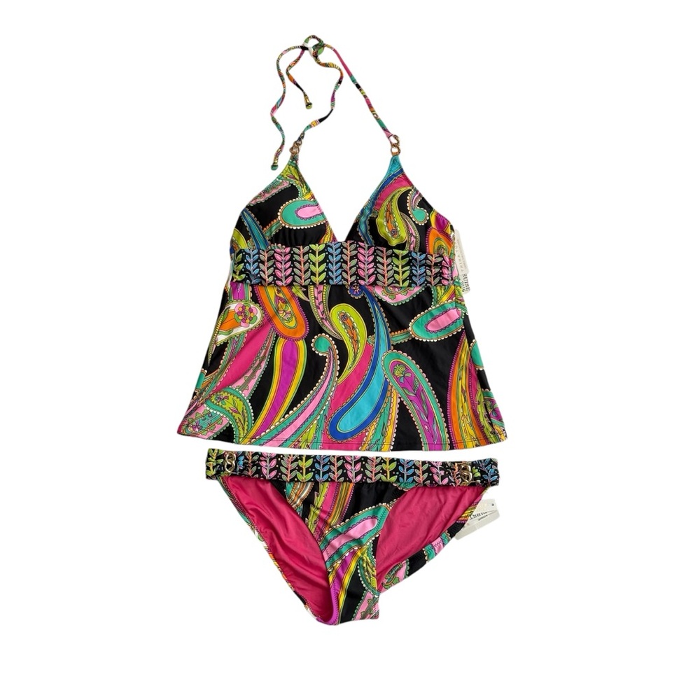 Trina Turk Womans Size 8 Paisley Print Two Piece Tankini Set NWT